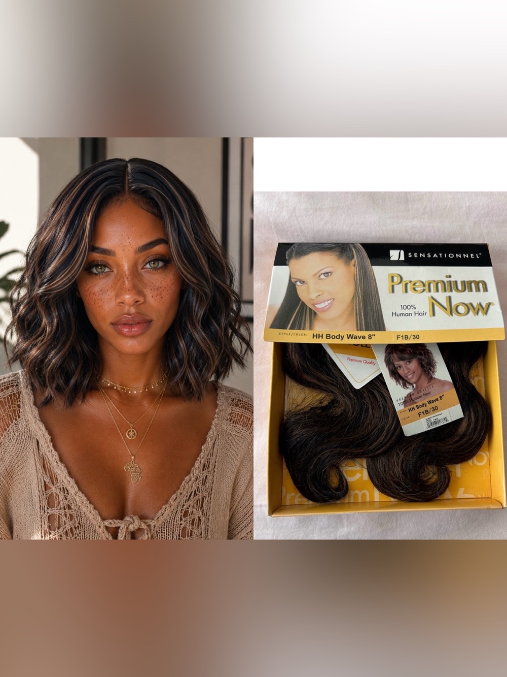 Sensationnel Premium Now Human Hair Body Wave 8” Color F1B/30